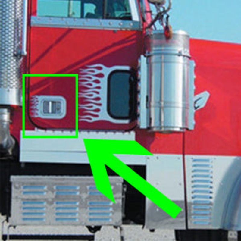 Freightliner Classic/FLD/Century/Columbia stainless steel door handle surrounds w/flames – PAIR