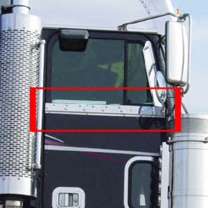 Freightliner Classic/FLD stainless steel under window trims for door mounted mirrors – PAIR