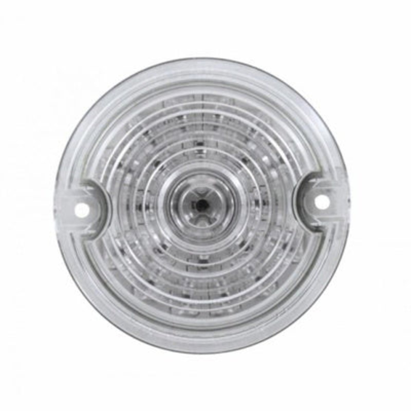 Harley Red 3-1/4 round 21 diode LED turn signal w/1156 plug – CLEAR lens