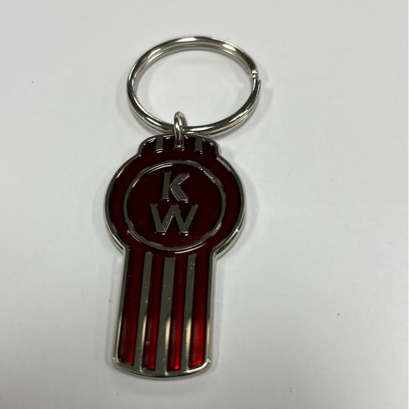 Kenworth metal keyhole shaped keychain with red acrylic – SINGLE
