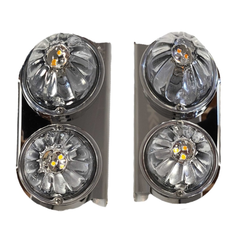 Peterbilt 379/389 stainless steel air cleaner bracket with 2 watermelon light holes – PAIR