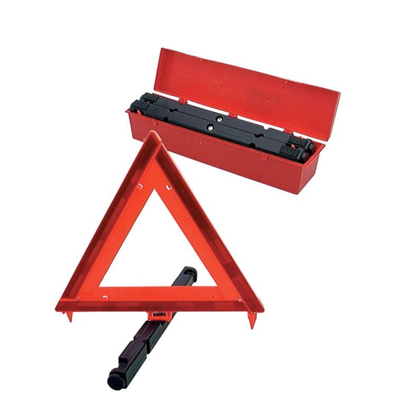 Red reflective triangle warning kit with case
