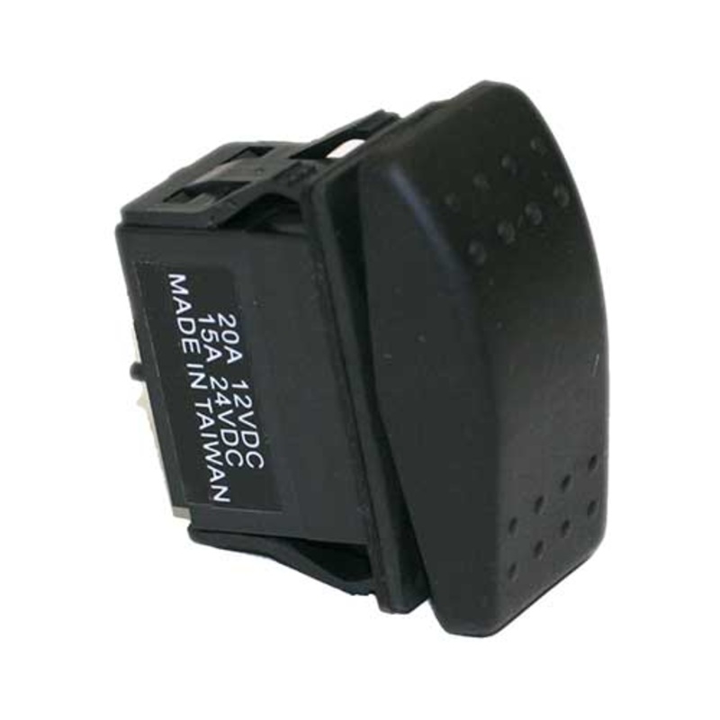 20 AMP @ 12 Volt D.P.D.T. On/Off/On Rocker Switches, Black, non-illuminated, 1 piece