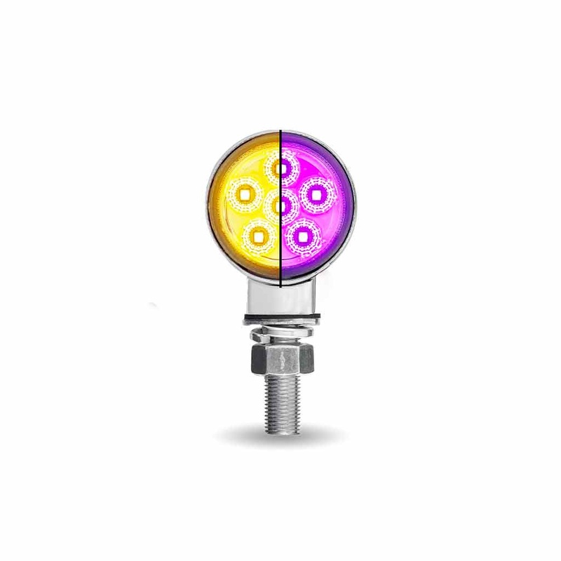 Dual Revolution Amber/Red/Purple 1.8 MINI round pedestal LED marker/turn signal/auxiliary light