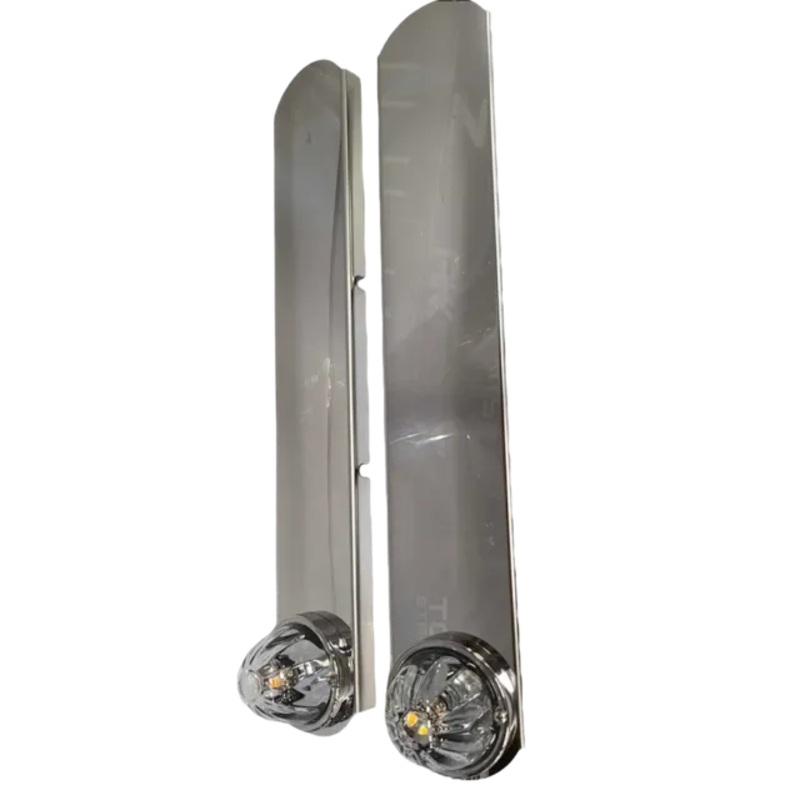 Peterbilt 379/389 stainless steel air cleaner bracket with 1 watermelon light hole – PAIR