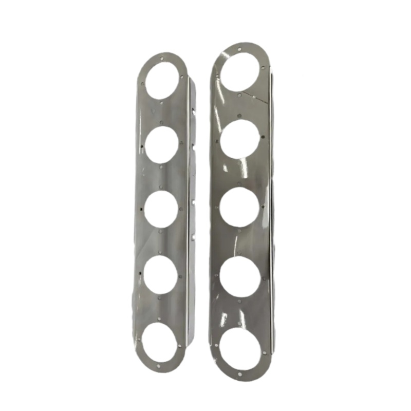 Peterbilt 379/389 stainless steel air cleaner bracket with 5 watermelon light holes – PAIR