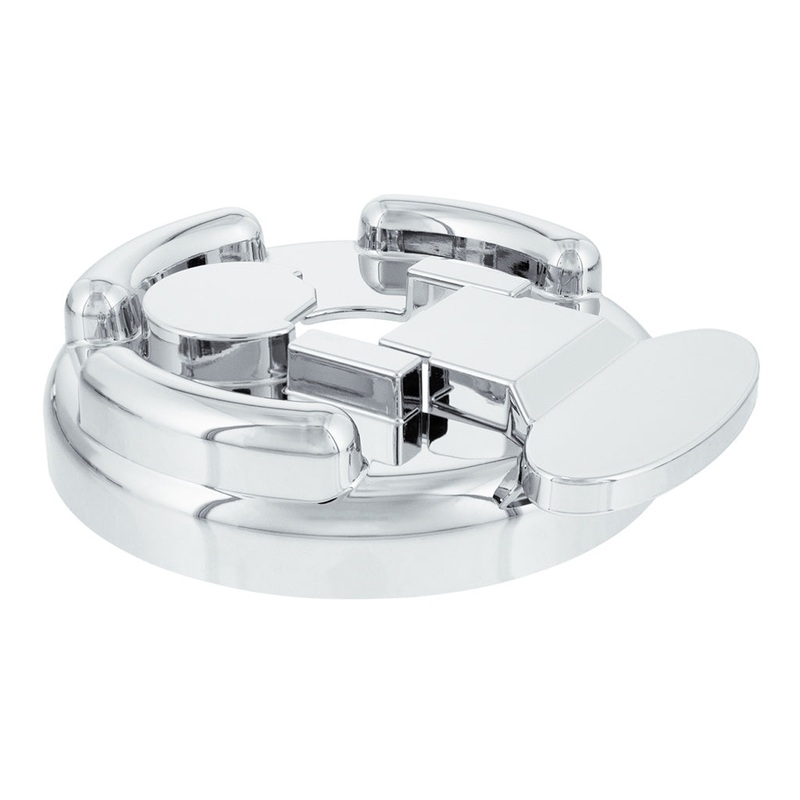 Peterbilt chrome plastic fuel cap cover – locking, 2 piece kit