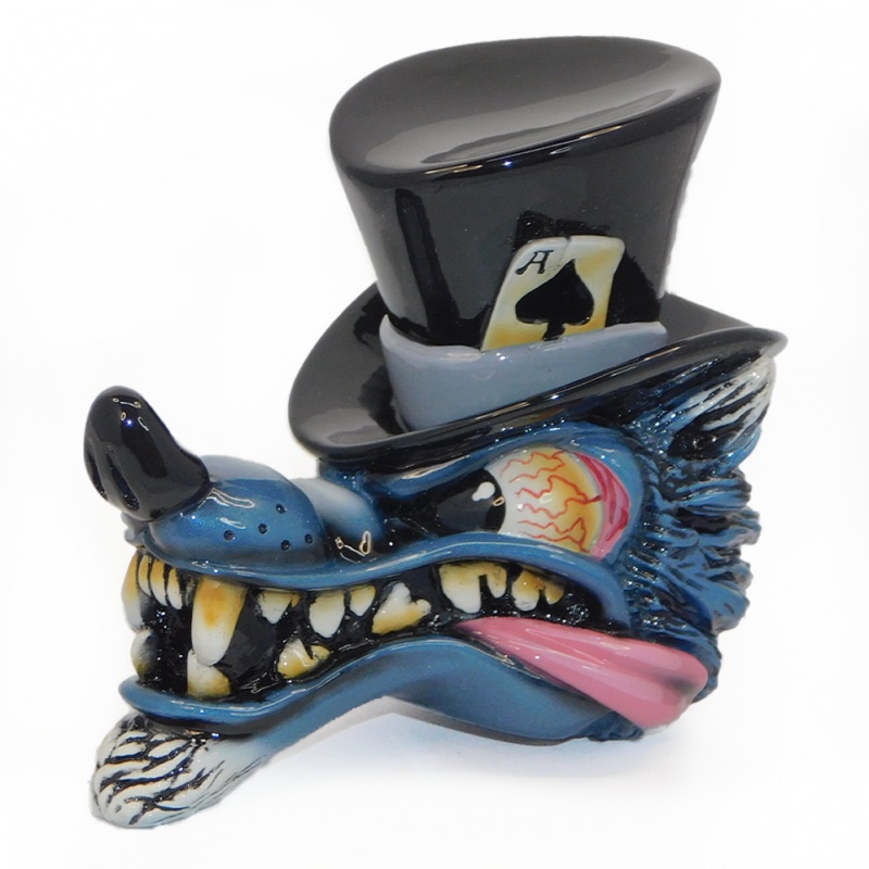 Wolf in top hat gear shift knob with 1/2 x 13 threaded insert