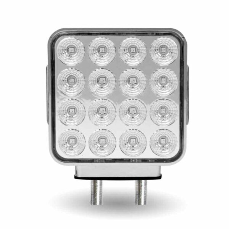 Amber/Red 42 diode LED double-face square fender pedestal turn signal light, CLEAR lens – SINGLE
