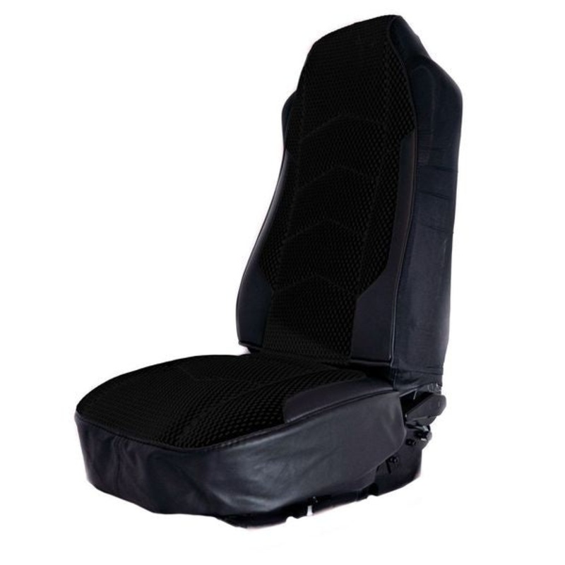 Cloth center with leather surround trim black seat cover – EACH