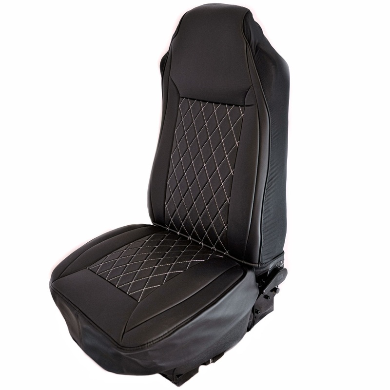 Diamond series black w/white stitching seat cover – EACH