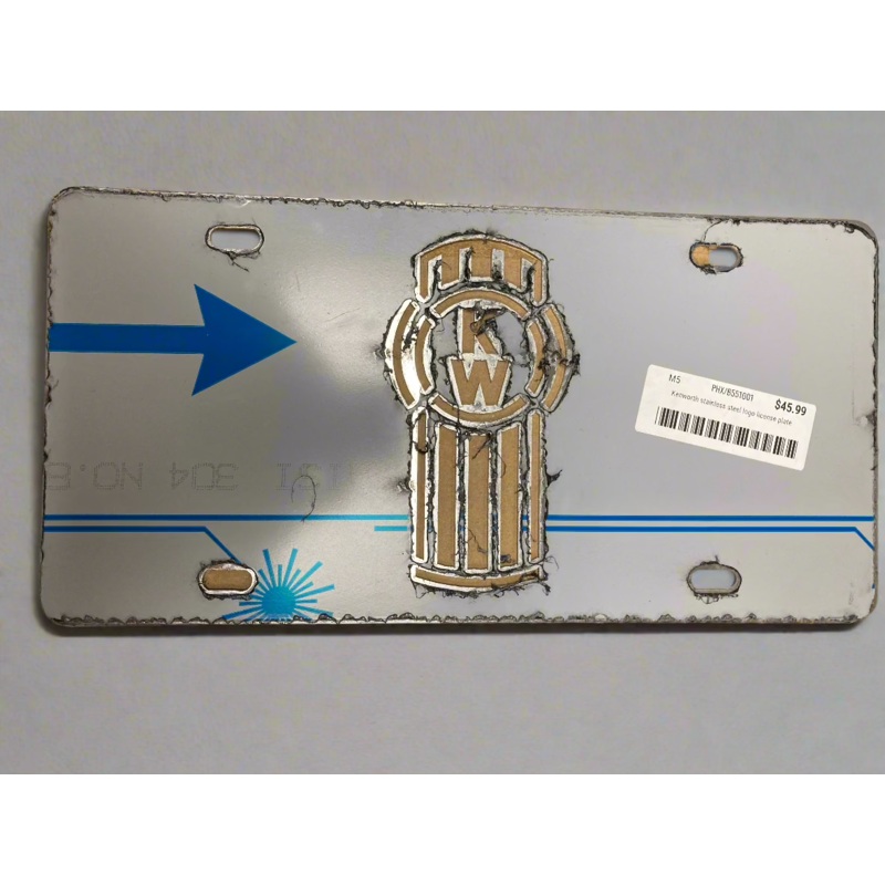 Kenworth stainless steel logo license plate