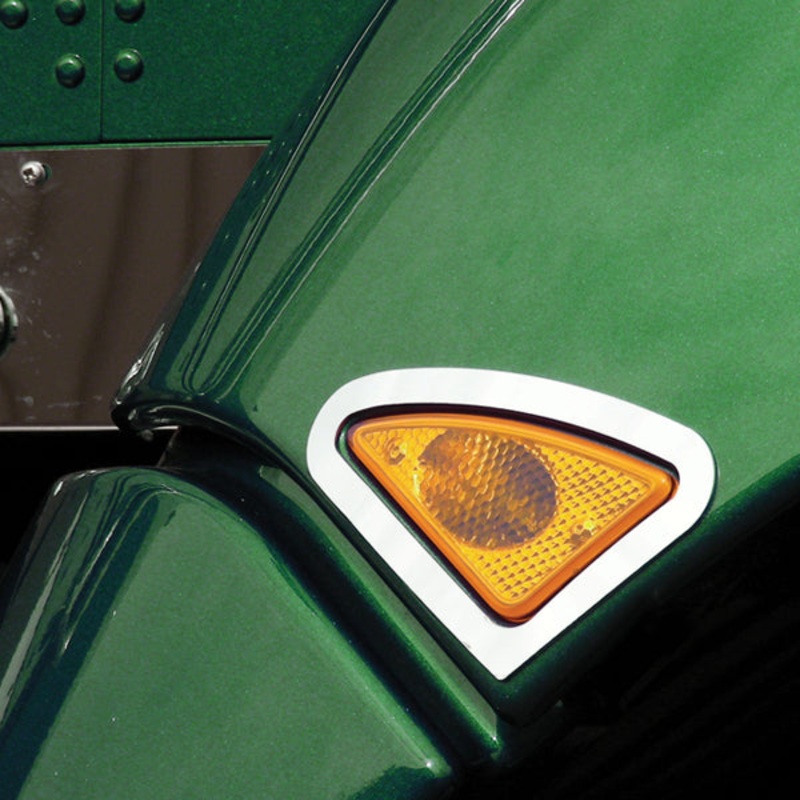 Kenworth T660 stainless steel fender light surround – PAIR