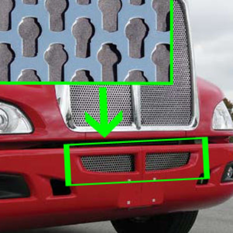 Kenworth T660 stainless steel lower grill insert w/key hole punch