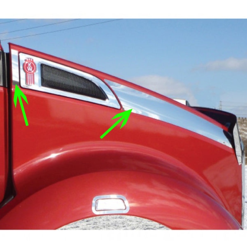 Kenworth T680 stainless steel side hood trim – 4 piece kit