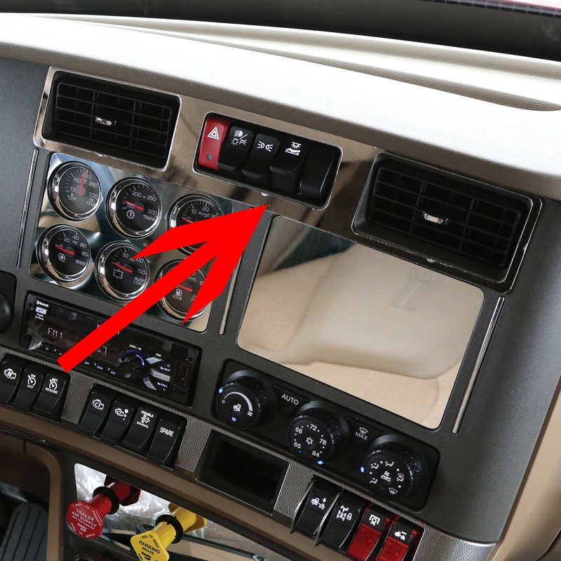 Kenworth T680/T880 stainless steel center vent and switch trim