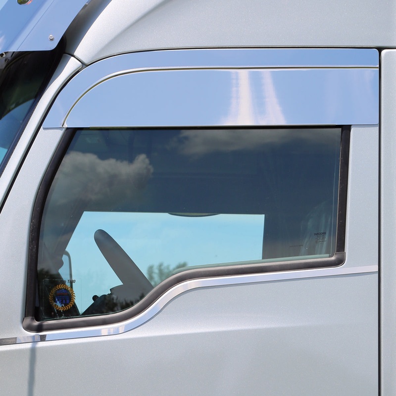 Kenworth T680/T880/W990 stainless steel 6 chopped look door window trim – PAIR