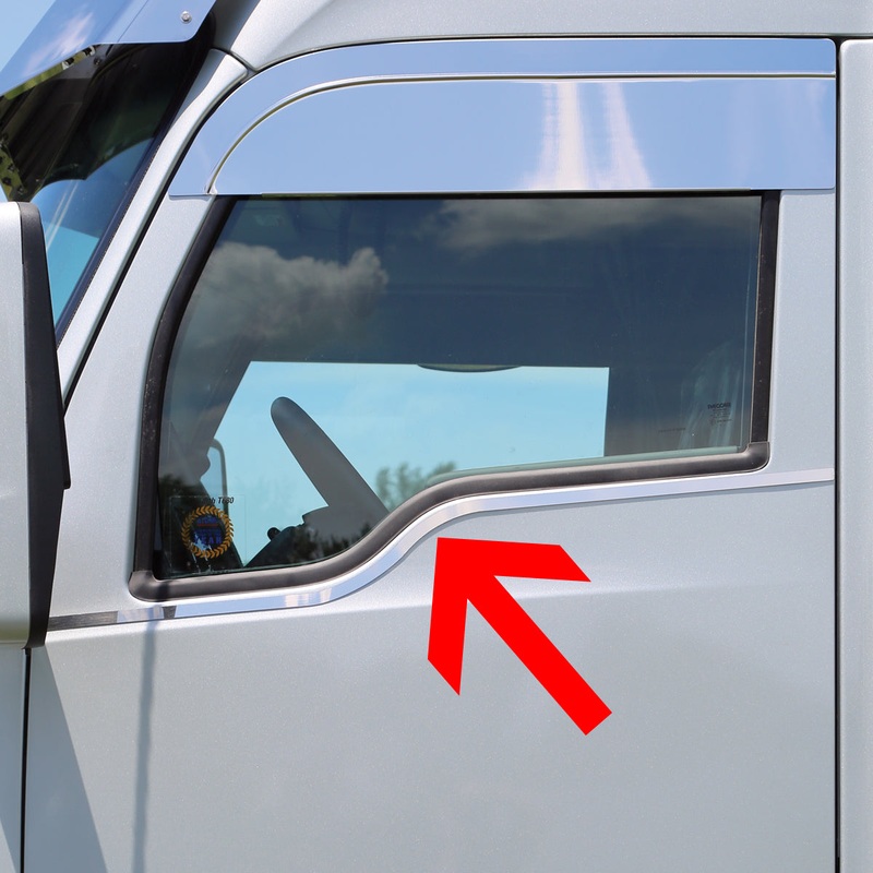 Kenworth T680/T880/W990 stainless steel under window door trims – PAIR