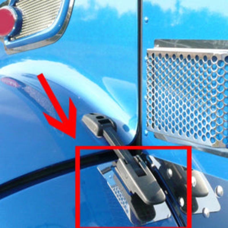 Peterbilt 386 stainless steel lower hood strap surrounds – PAIR