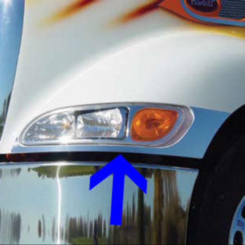 Peterbilt 387 stainless steel under headlight trim – PAIR