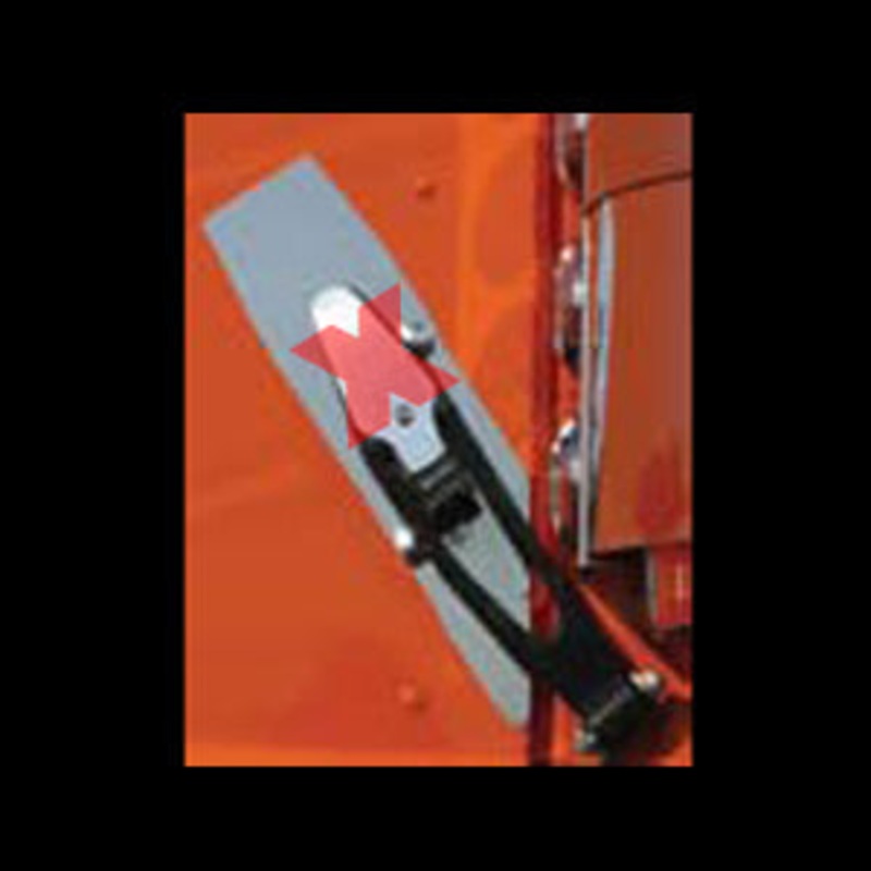 Peterbilt 389 stainless steel under hood latch trims – PAIR