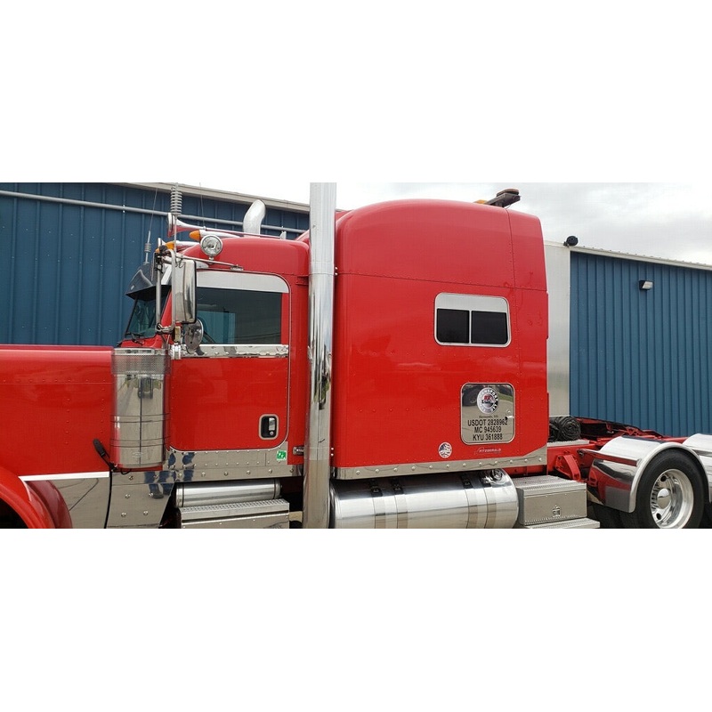 Peterbilt 70 sleeper stainless steel chopped look 5 window trim with surround – PAIR