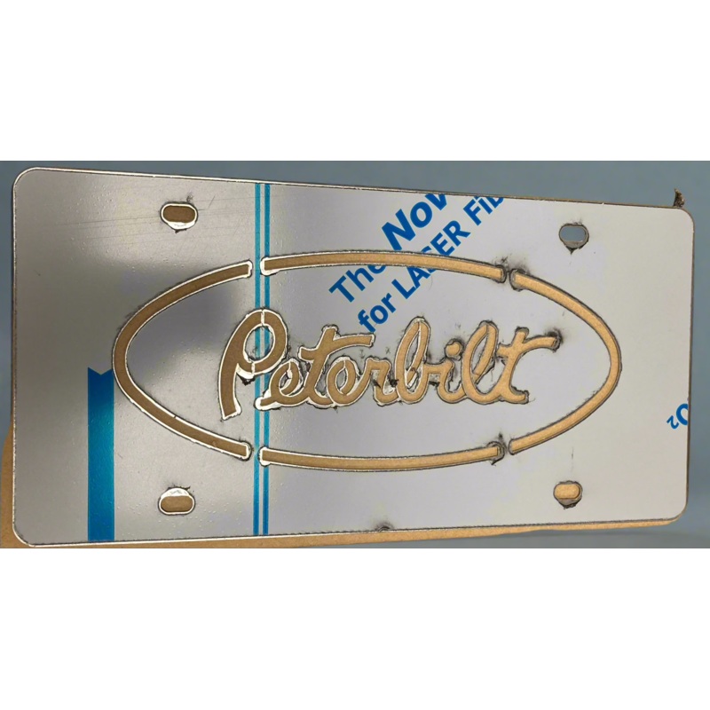 Peterbilt stainless steel logo license plate