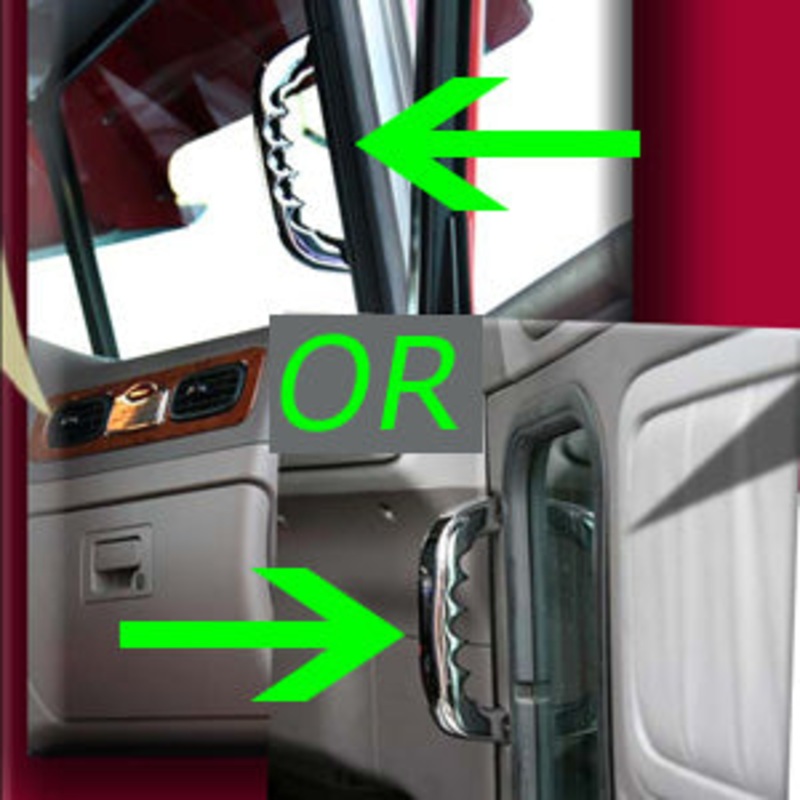 Rockwood Peterbilt 2006+ chrome plated billet aluminum grab handle w/finger grips