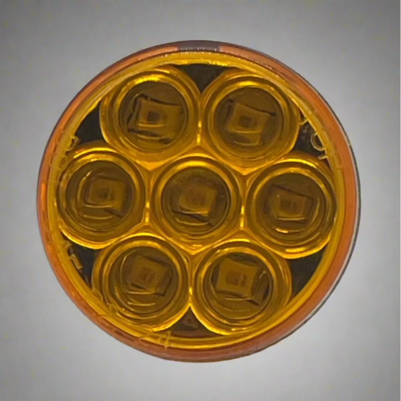 Amber 2 round 7 diode LED marker / clearance light with reflector