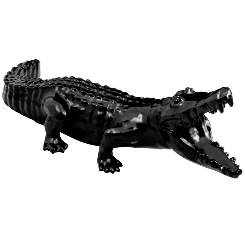 Matte black wild alligator hood ornament