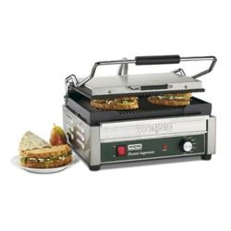 Waring Panini Grill, Large Single, Ribbed – 120V – WPG250