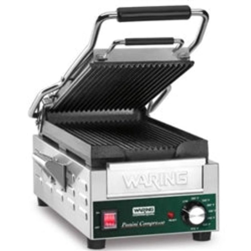 Waring Panini Grill, Slimline, Ribbed – 120V – WPG200
