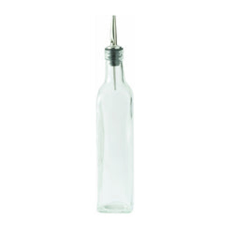 Oil Bottle 16oz Sqr w/Lid Clr