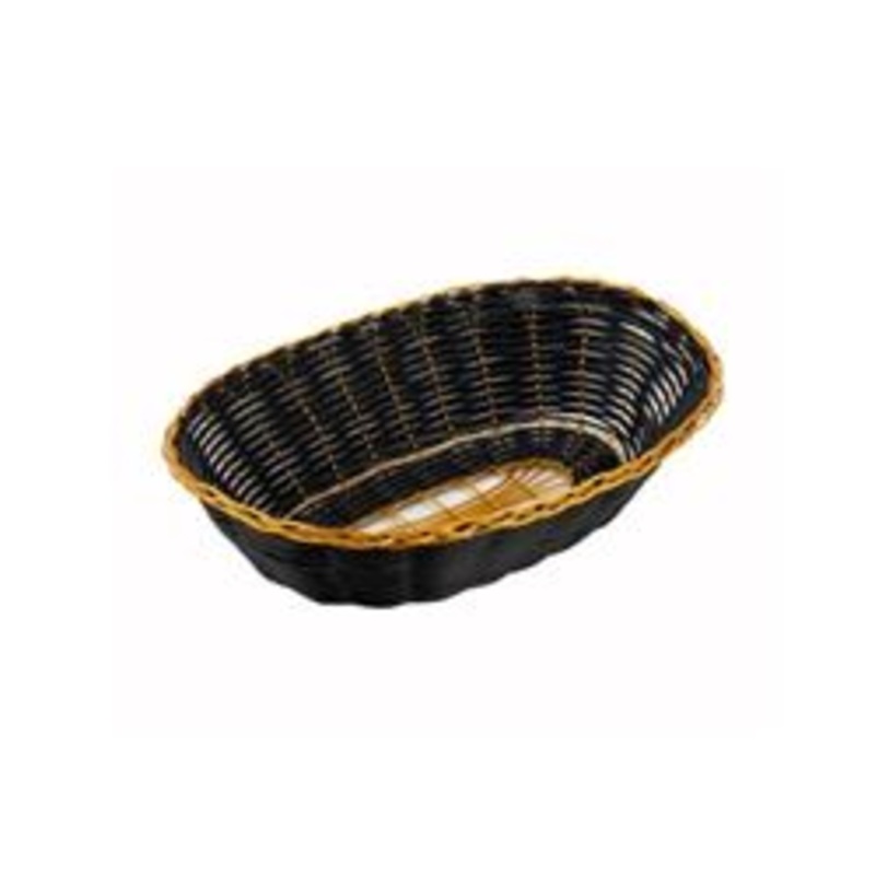 Winco – Basket, 9 Oval Plastic – Black/Gold – PWBK-9V