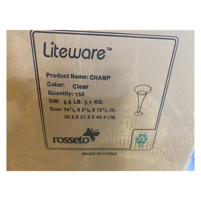 Lot of 3 CASES -Mini Champagne – Plastic, Clear  (150 EA/CS)