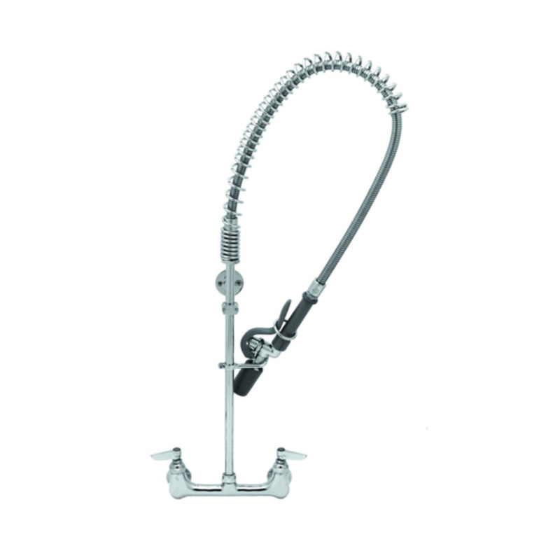 T&S Brass Easy Install Pre-Rinse Unit Add On Faucet 12 Swing 8 CC Wall Mount – B-0133-BJ