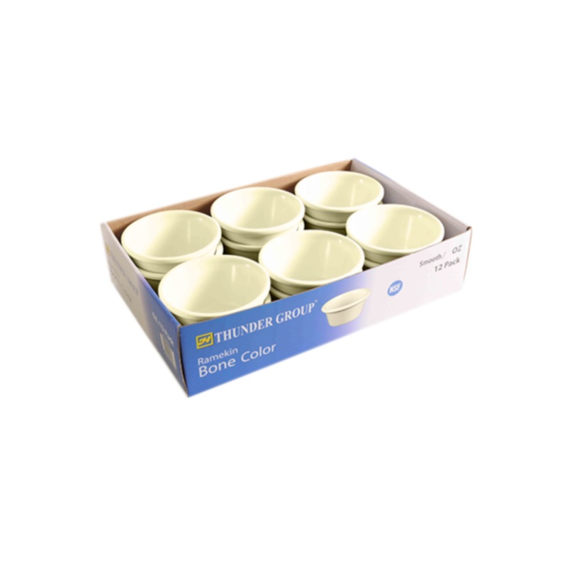 Thunder Group Ramekin, 3 oz., 3-1/8 dia., Smooth, Melamine, Bone, NSF – CS1D