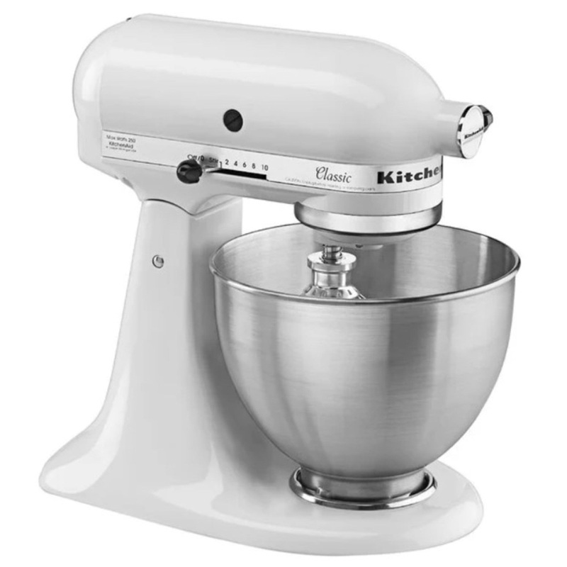 KitchenAid Classic Series 4.5 Quart Tilt-Head Stand Mixer, White – K45SSWH