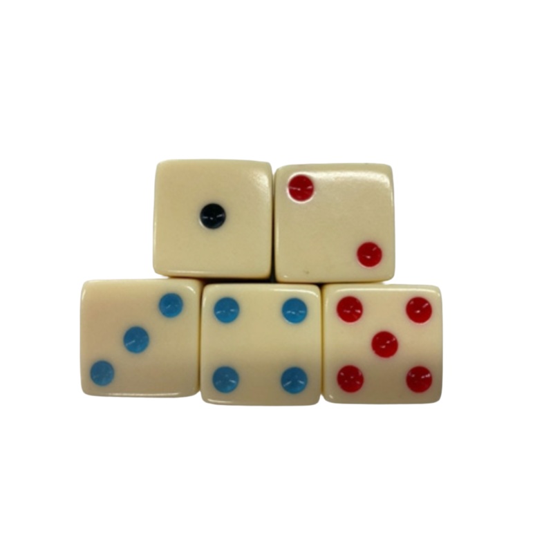 Luckicup Dice, Colored, 5/8Rounded – Set of 5 – DIE-RND58-MRI