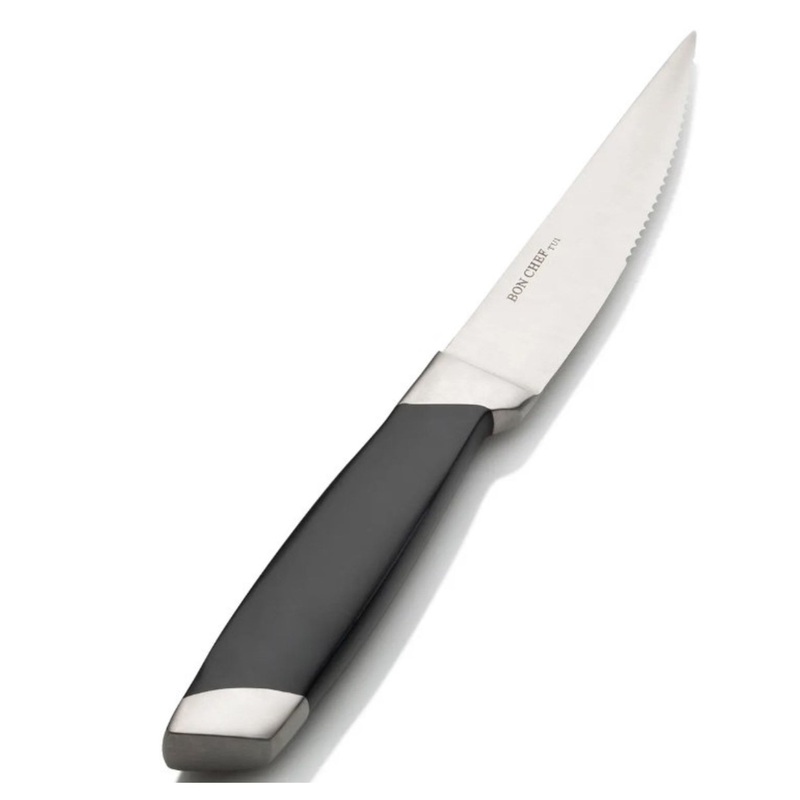 Bon Chef Gaucho Steak Knife, 5, Solid SS Blade with Pointed Tip, SS/Polypropylene Handle – S936