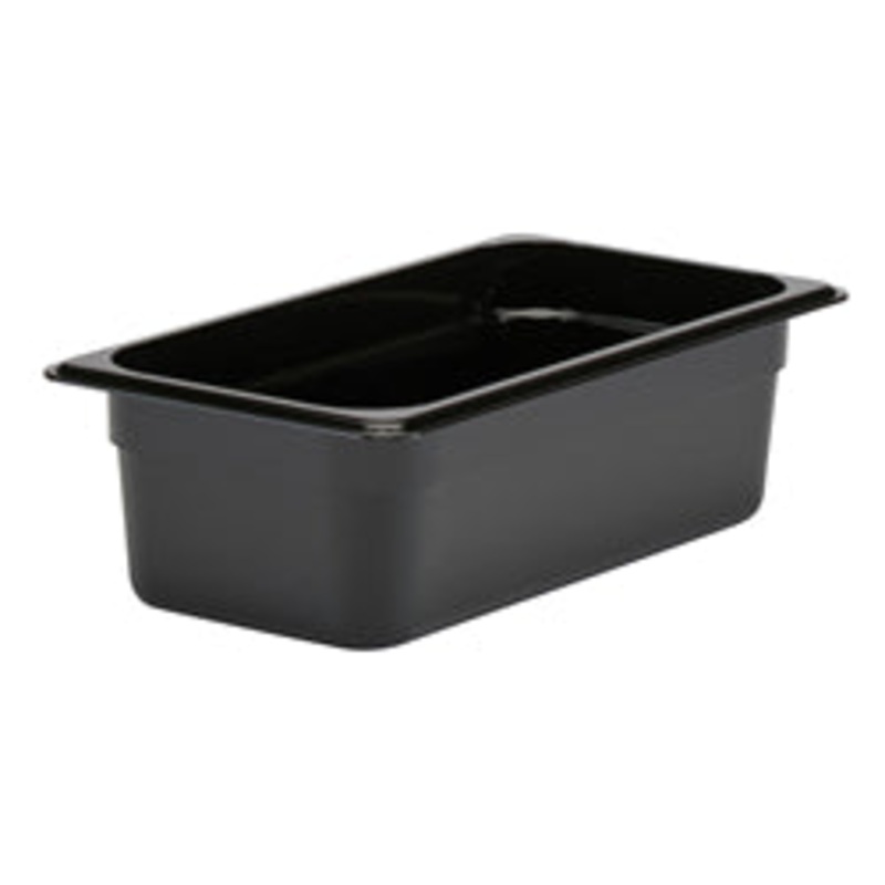 Cambro Camwear Food Pan, Plastic, 1/3 Size, 4 Deep, Polycarbonate, Black, NSF – 34CW-110