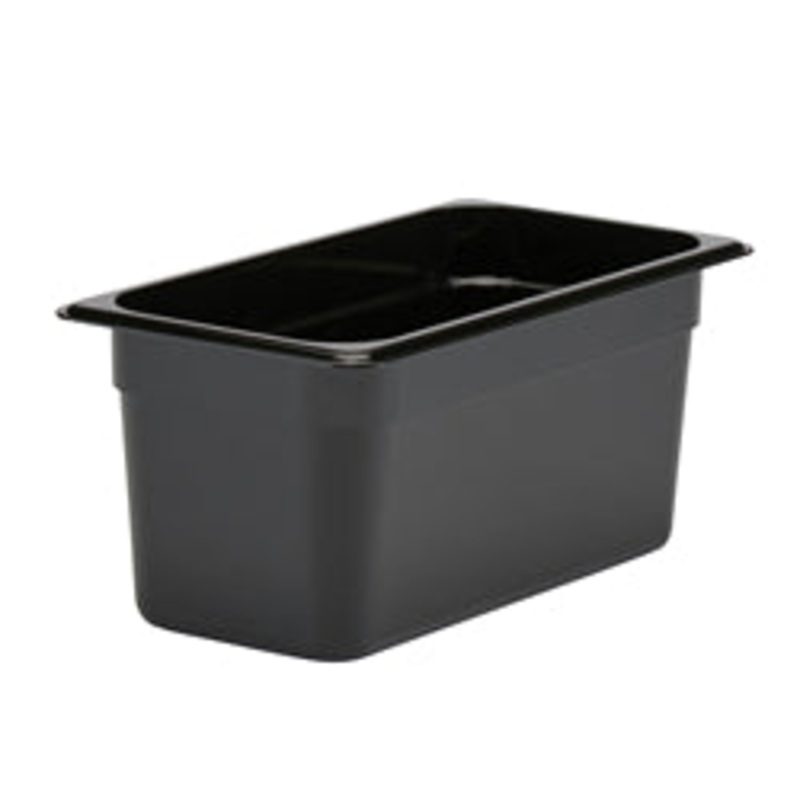 Cambro Camwear Food Pan, Plastic, 1/3 Size, 6 Deep, Polycarbonate, Black, NSF – 36CW-110