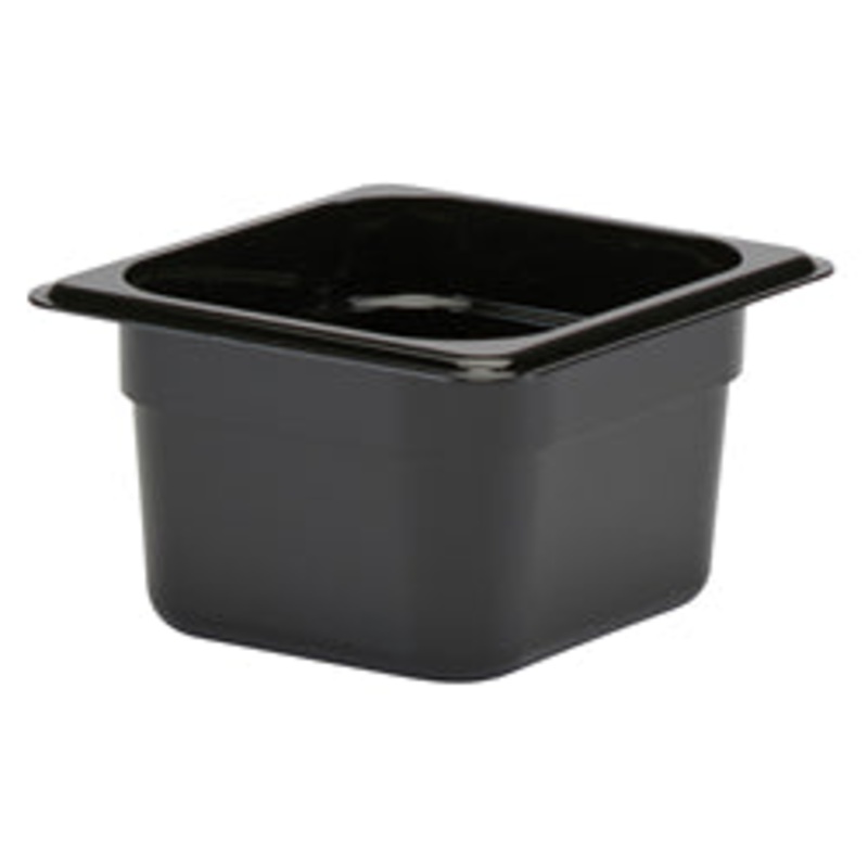 Cambro Camwear Food Pan, Plastic, 1/6 Size, 4 Deep, Polycarbonate, Black, NSF – 64CW-110