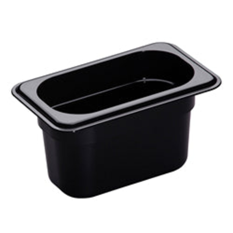 Cambro Camwear Food Pan, Plastic, 1/9 Size, 4 Deep, Polycarbonate, Black, NSF – 94CW-110