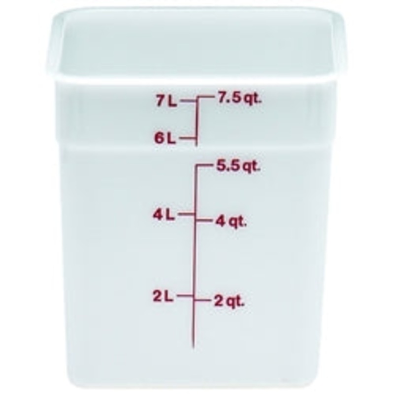 Cambro Food Container, 8 qt, White CamSquare Poly – 8SFSP148