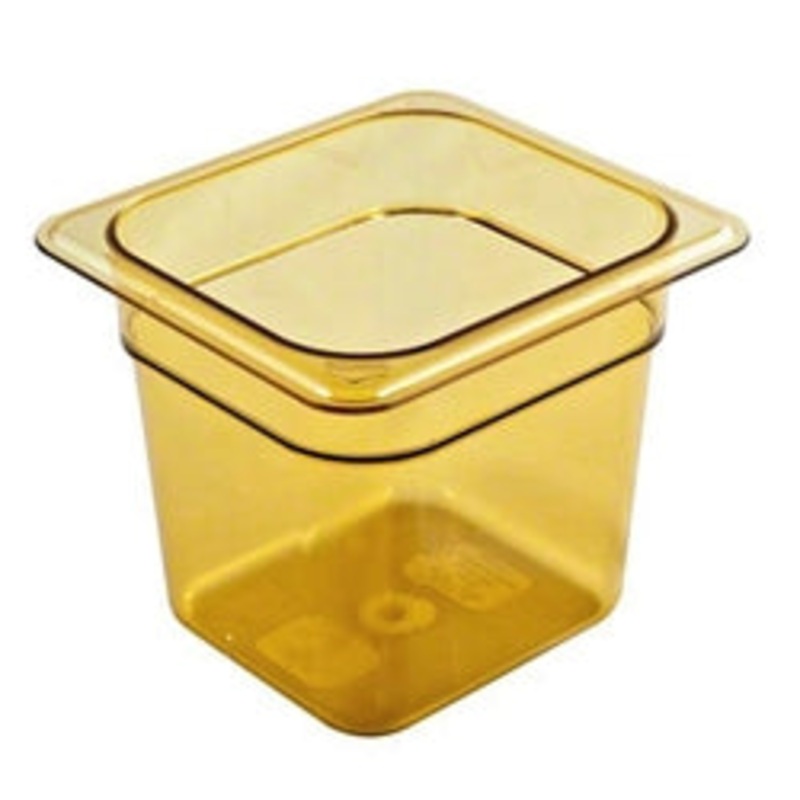 Cambro Hot Food Pan, Plastic- Sixth Size 6 Deep – Amber – 66HP150