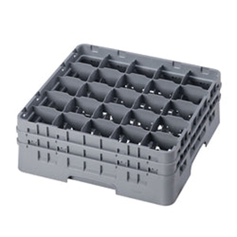 Cambro Pint Glass Rack 2 Ext, Full Size, 25 Compartment, Soft Gray NSF – 25S534-151