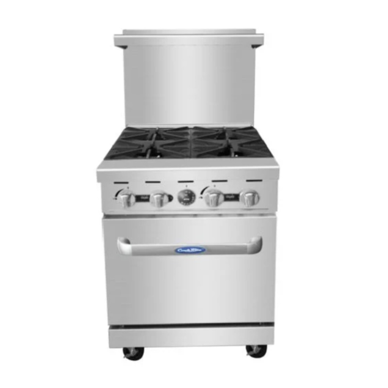 Atosa Commercial 24 Gas Range, 4 Burners with 20 Oven – AGR-4B