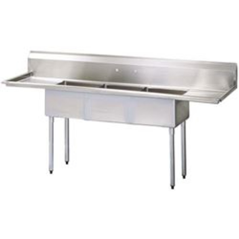 CCK – Sink, Kitchen, 3 Compartments 10 x 14, 2 Drainboards 12 – CC3-10