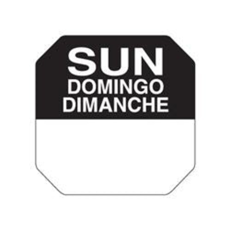 Daydots Trilingual 1 Daydots Label Roll -Sunday – 7707-SUN
